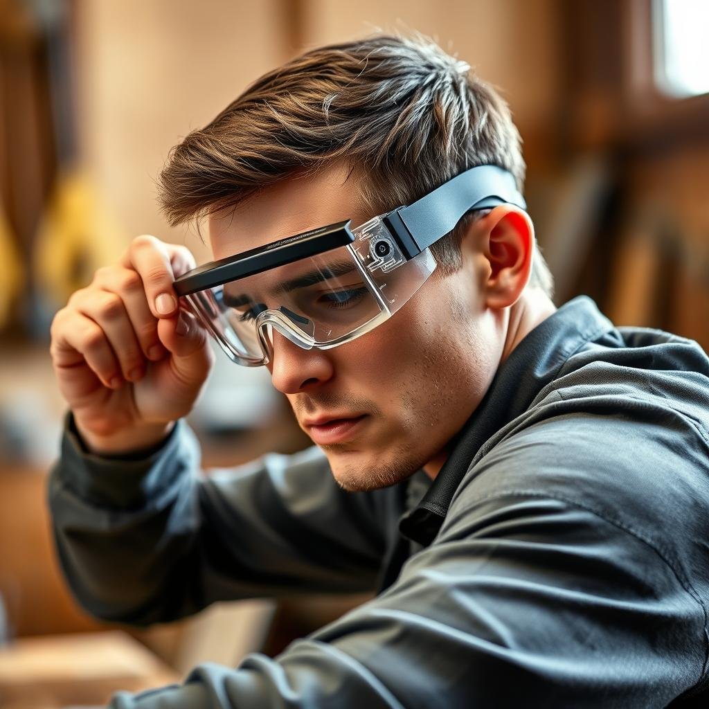 Person using proper eye protection during activities