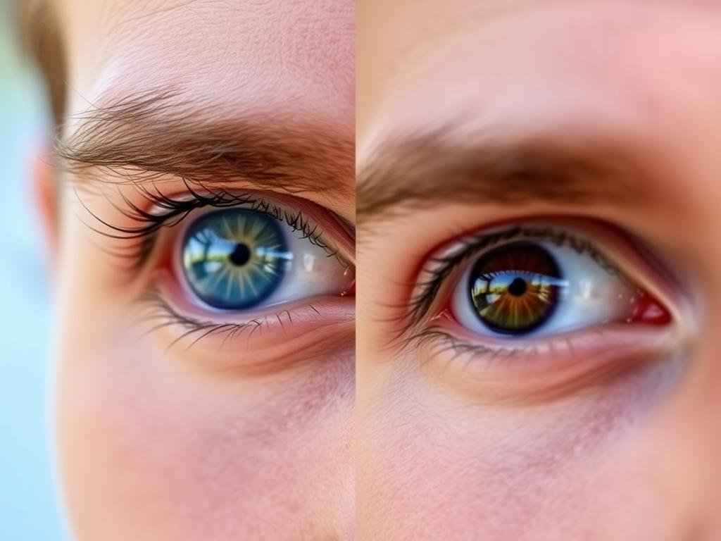 Person with heterochromia showing two different colored irises