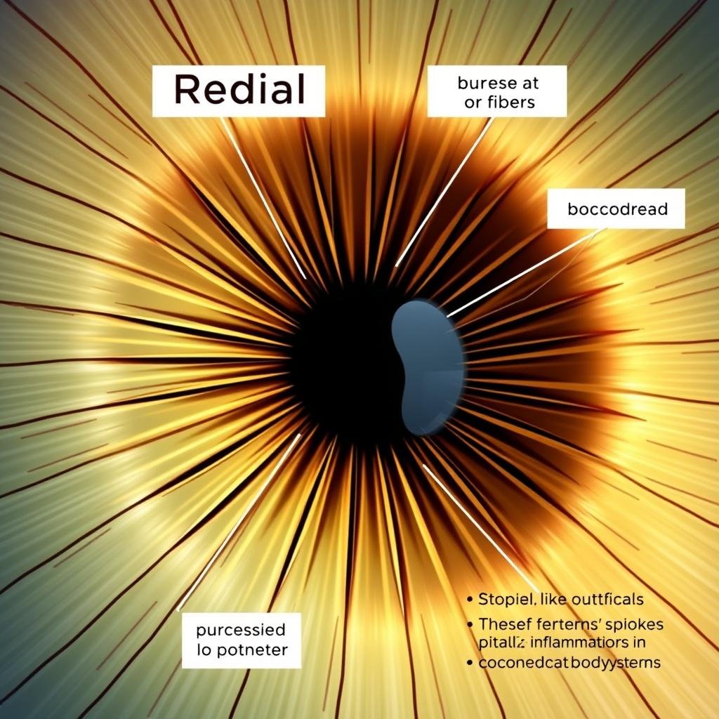 Radial furrows in iridology map left eye