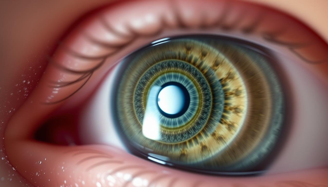 Right eye iris showing concentric stress rings used in iridology eye chart right eye interpretation