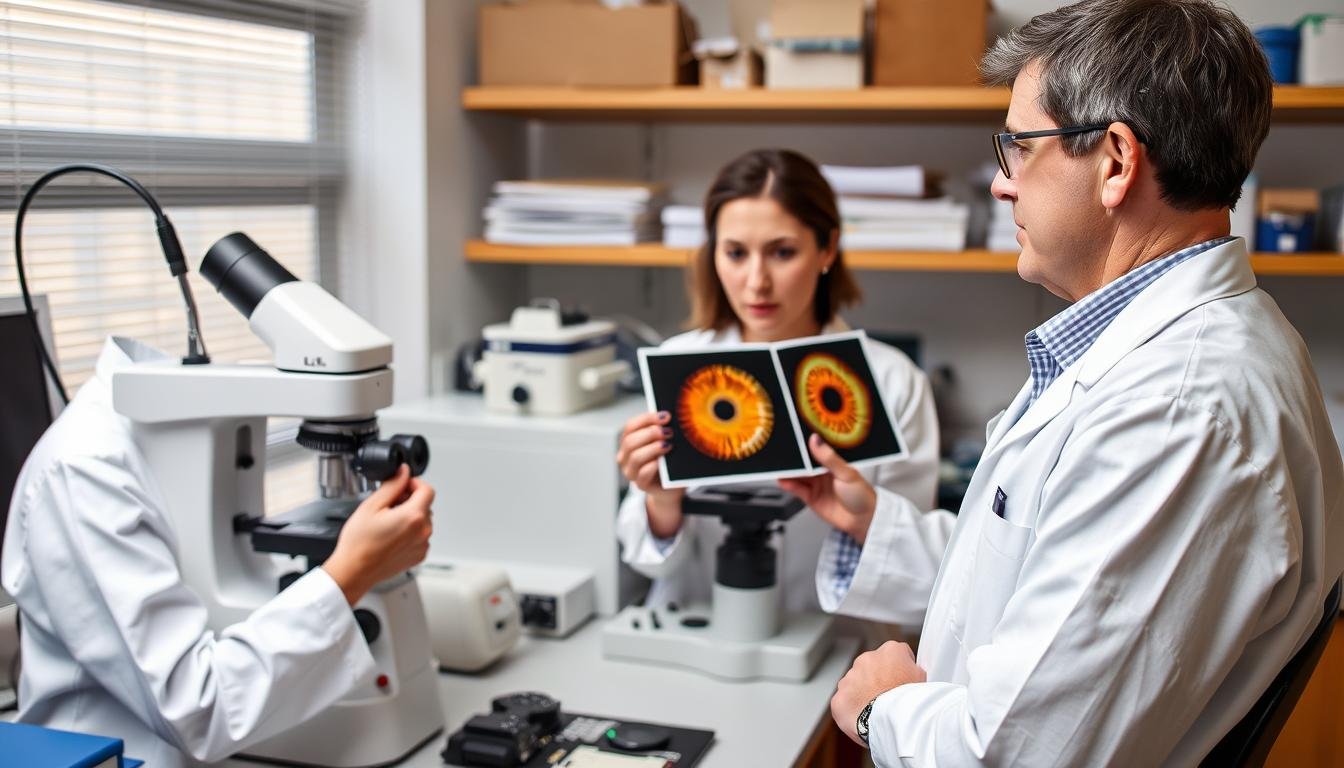 Scientific research laboratory studying validity of iridology claims