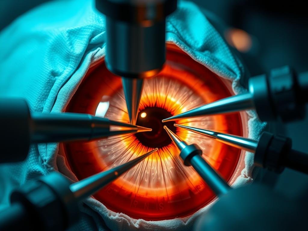 Surgical procedure for iris reconstruction showing advanced techniques