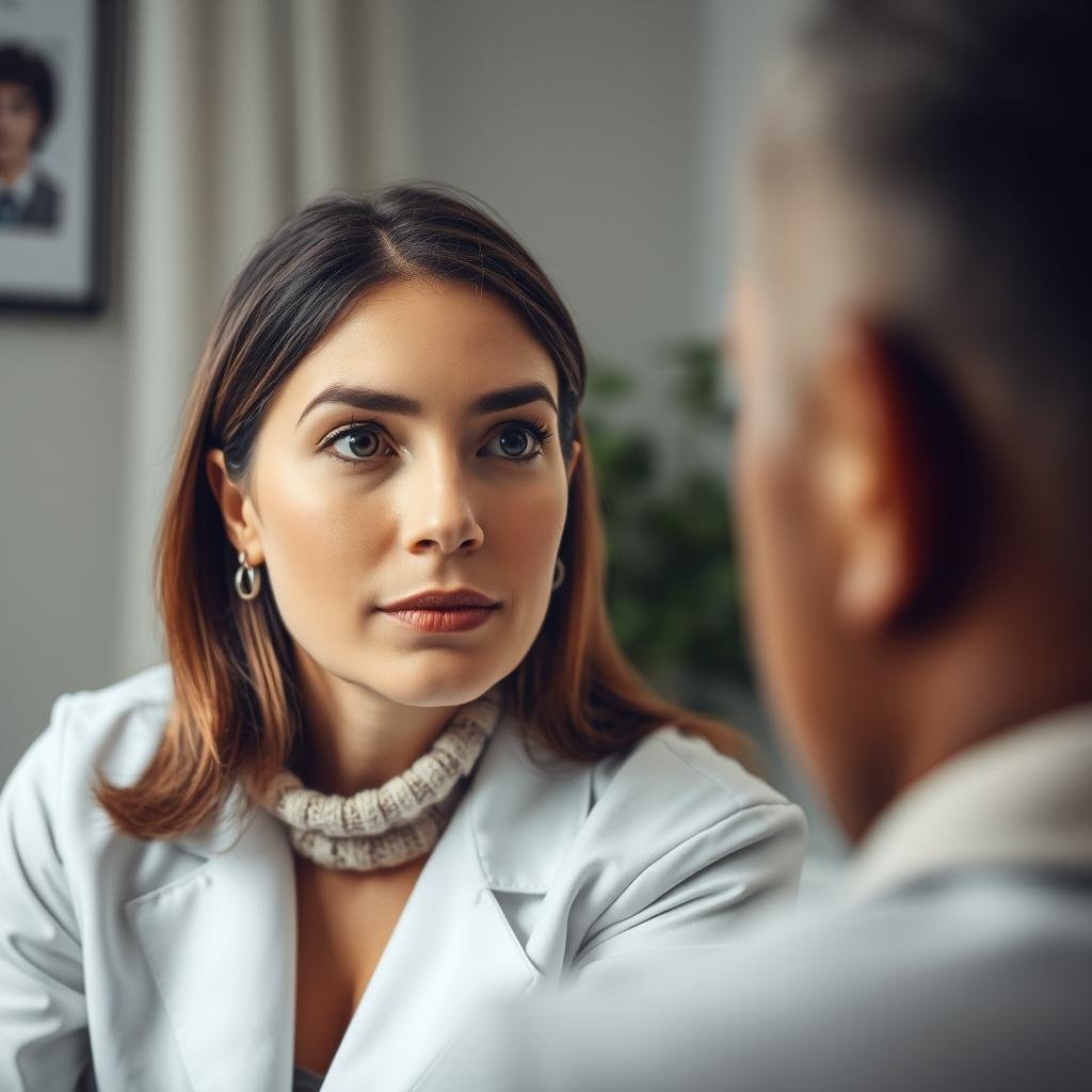 Therapist observing client's eye movements during a therapy session