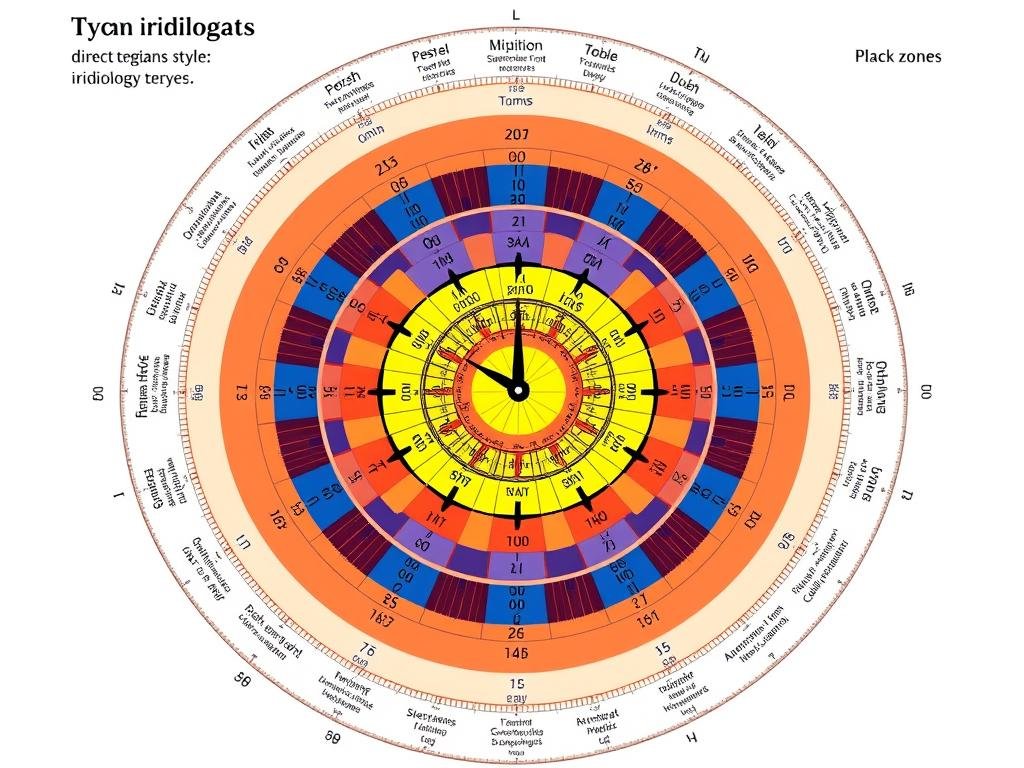 American style iridology chart with organ mapping approach