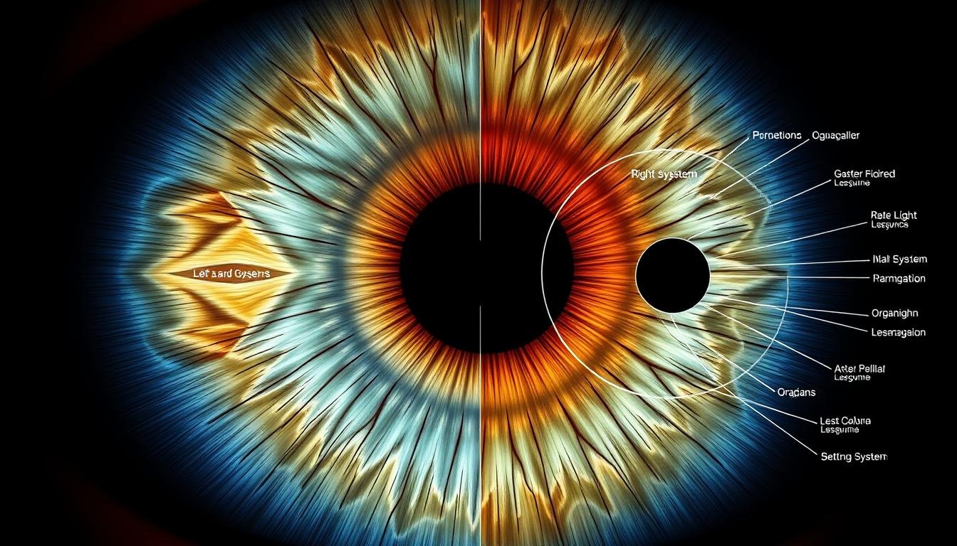 Basic iridology chart showing iris zones and corresponding body systems