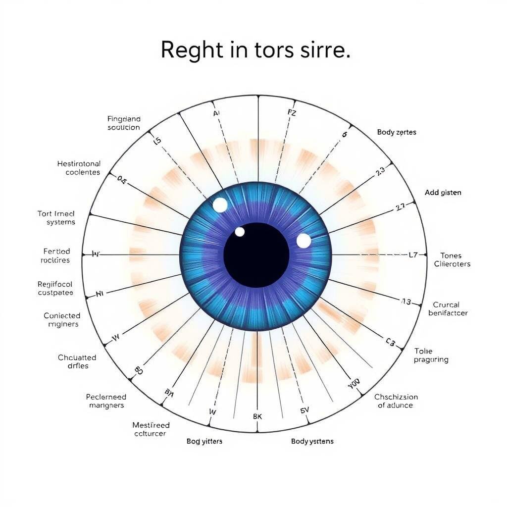 Basic structure of Iridology Chart Right Eye showing main zones