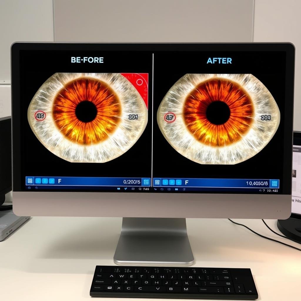Before and after comparison in Iridology Software