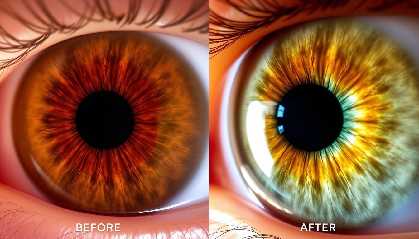 Before and after iris photographs showing changes following Jensen's protocols Before and after iris photographs showing changes following Jensen's protocols