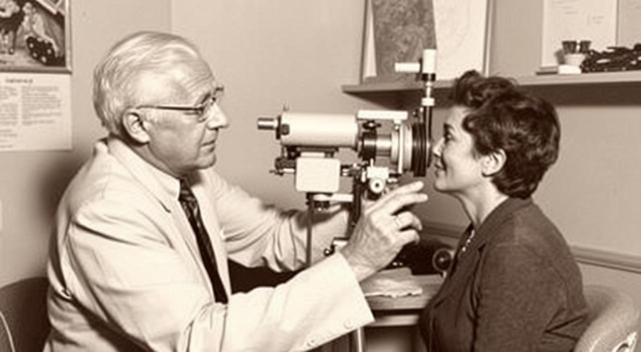 Bernard Jensen conducting iridology examination historical photo Bernard Jensen conducting iridology examination historical photo