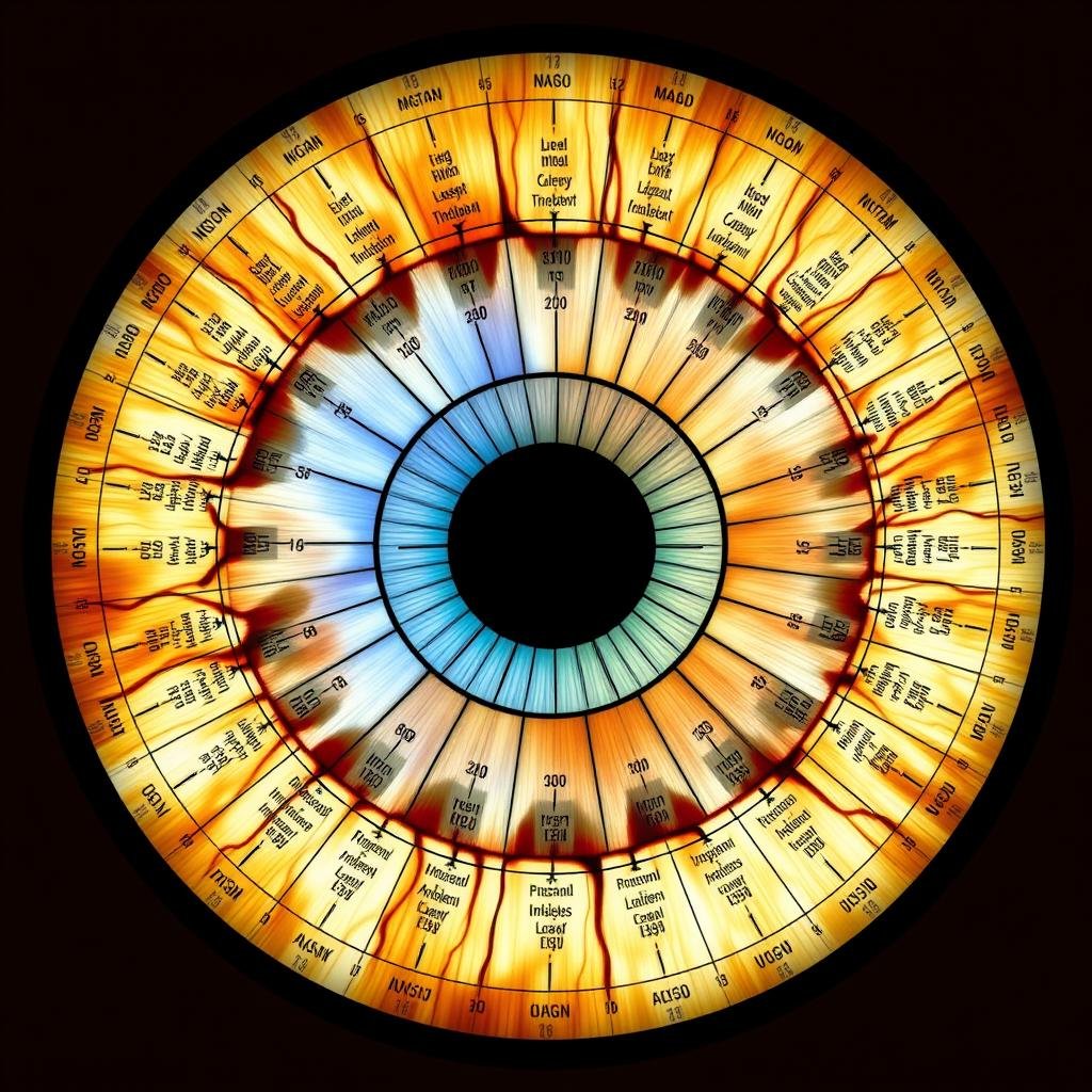 Bernard Jensen iridology chart showing detailed organ mappings