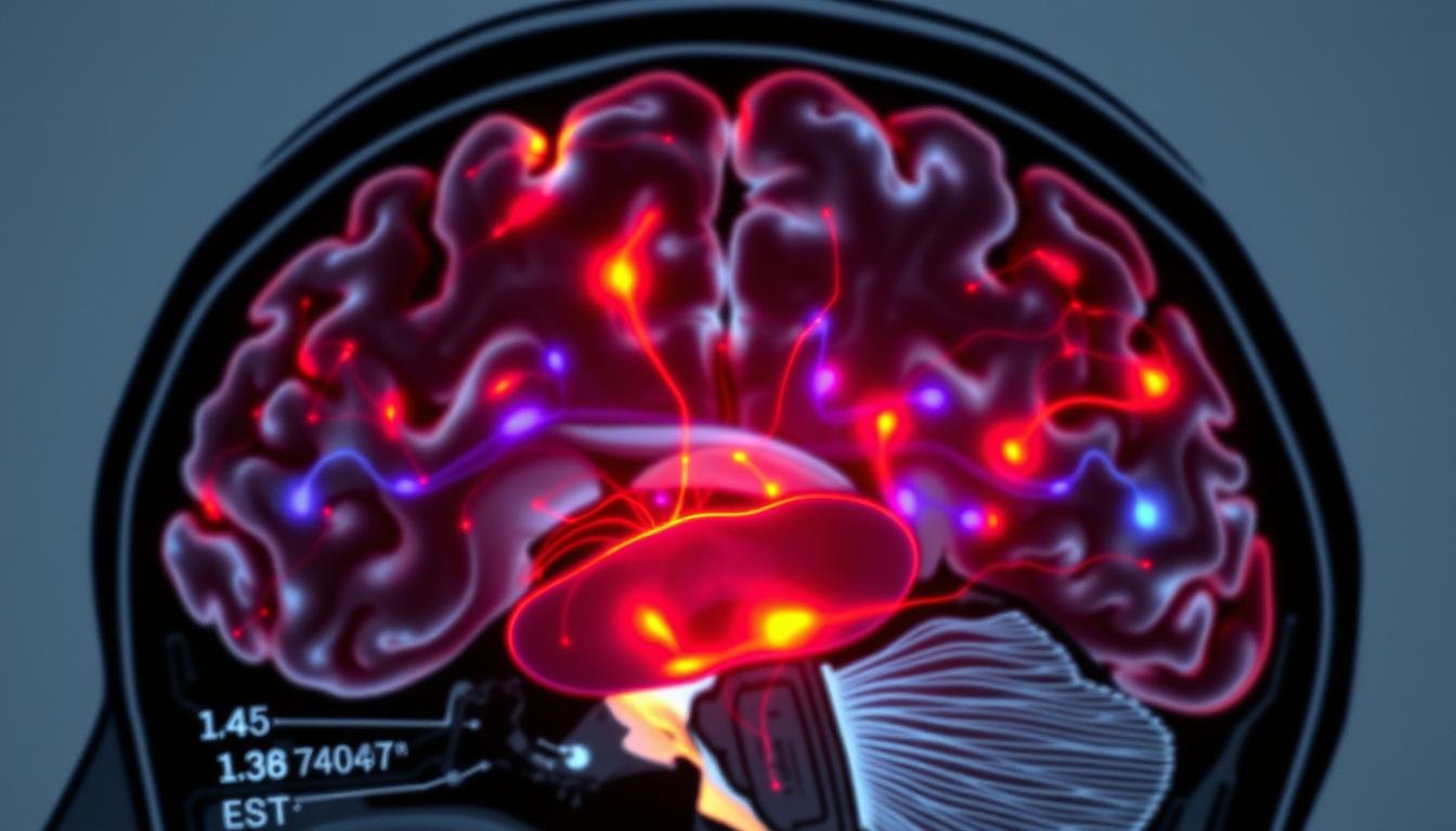 Brain scan showing neural activity during eye reading experiments