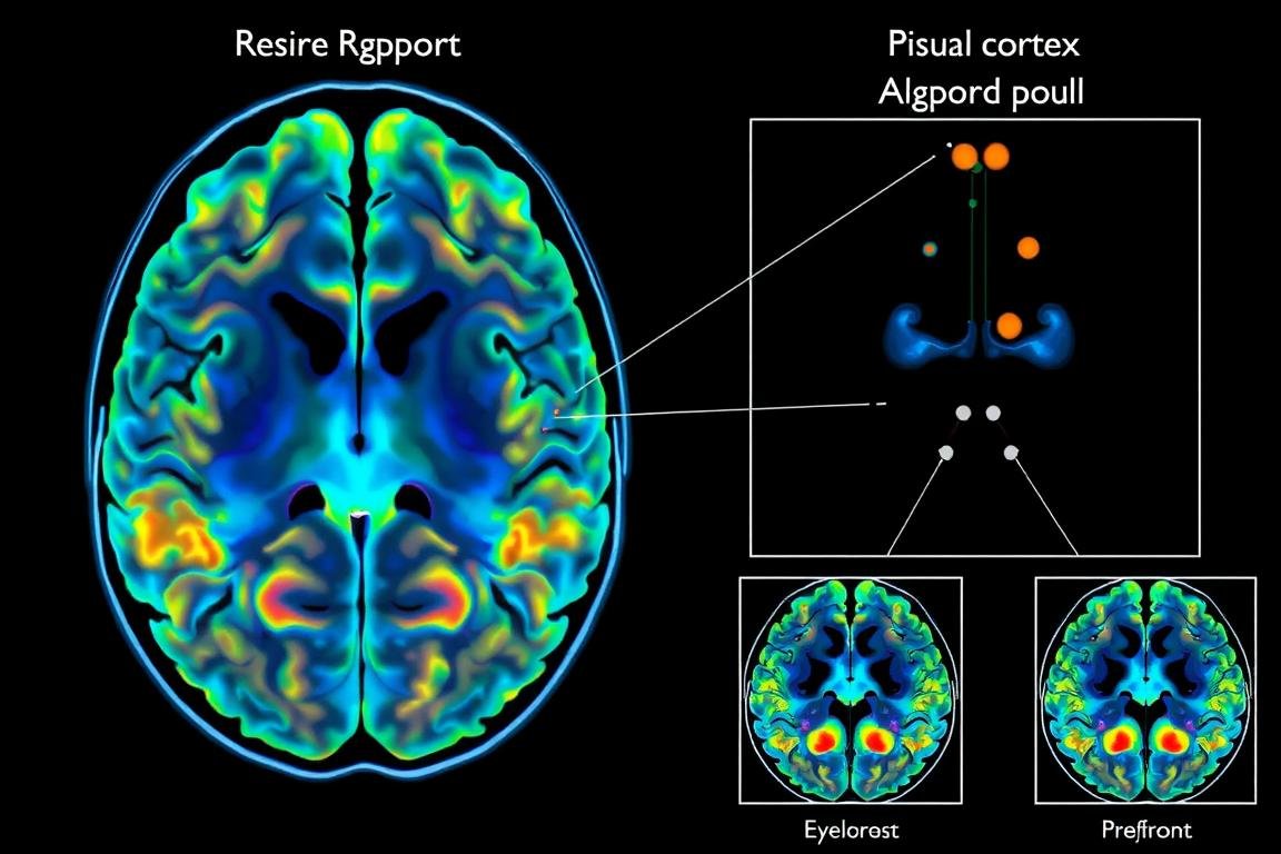 Brain scan showing neural activity during eye reading experiments