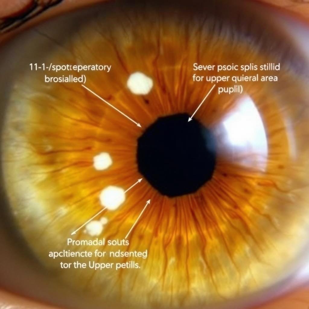 Case study example of right eye iris showing respiratory system markings