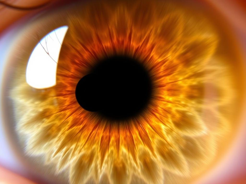 Case study of a right eye iris showing specific markings and their interpretation