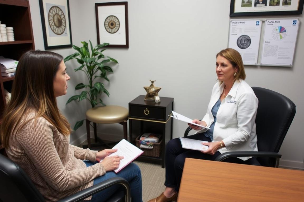 Client consulting with an Iridologist and asking questions during initial consultation