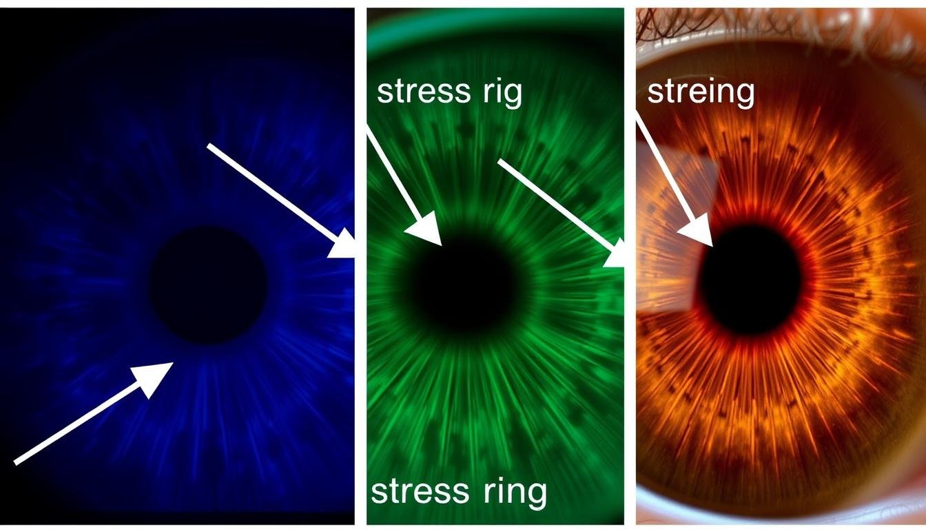Close examination of stress rings in different colored eyes
