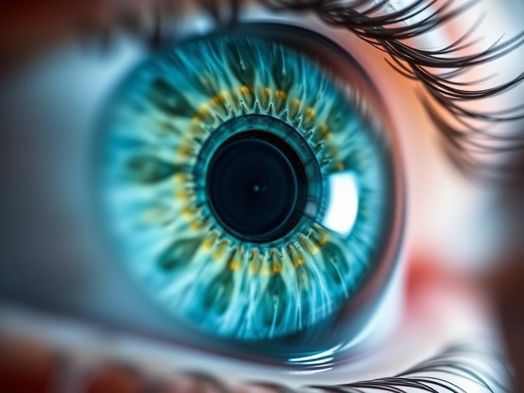 Close-up of an eye showing stress rings in the iris
