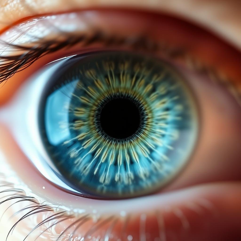 Stress Rings in Eyes and Their Connection to Anxiety 1 Close-up of an iris showing stress rings or contraction furrows circling around the pupil