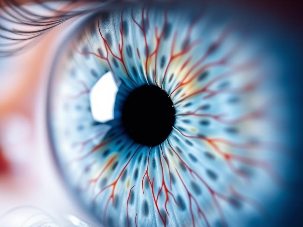 Close-up of blue iris showing lymphatic constitution patterns