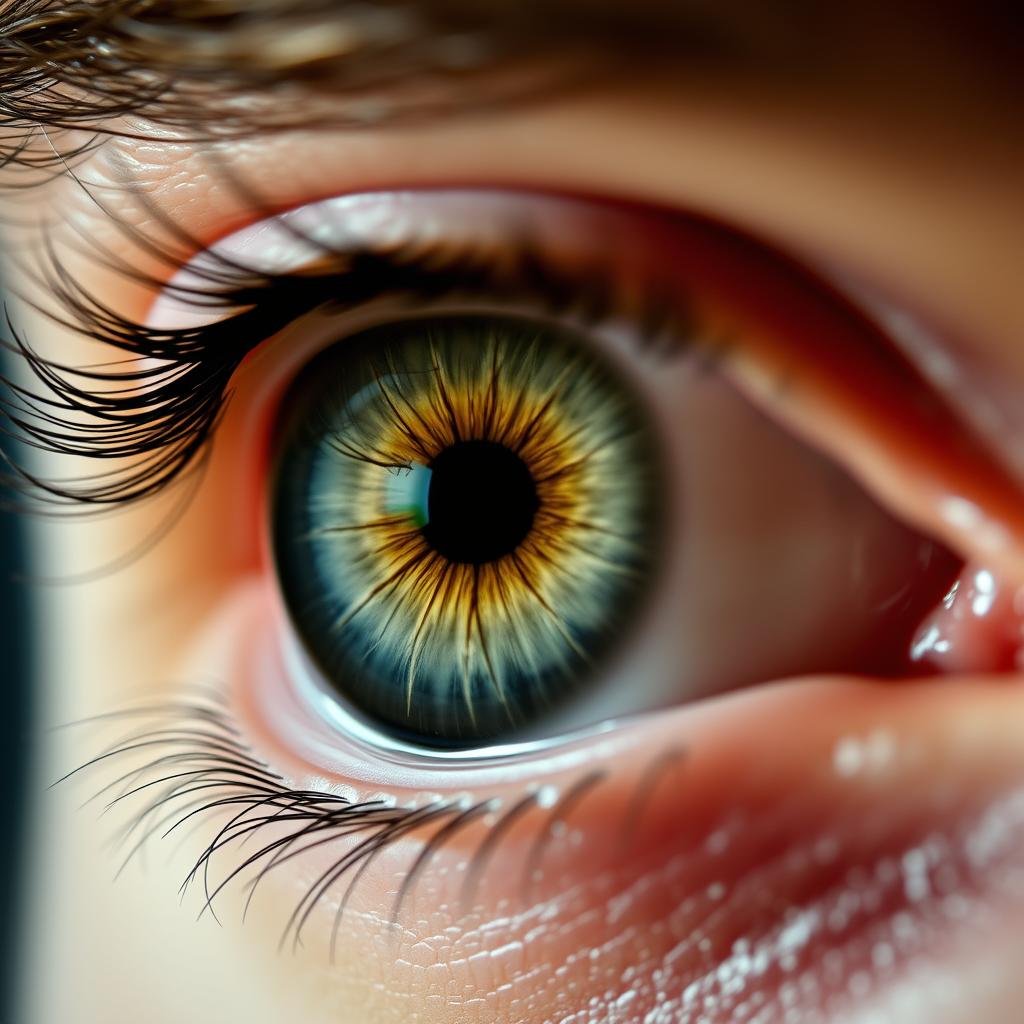 Close-up of eye showing pupil dilation during Eye Reading analysis