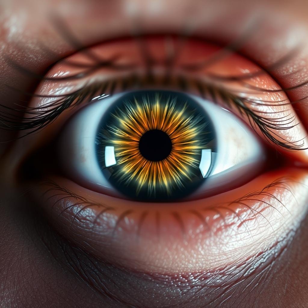 Close-up of human eyes showing pupil dilation during eye reading analysis