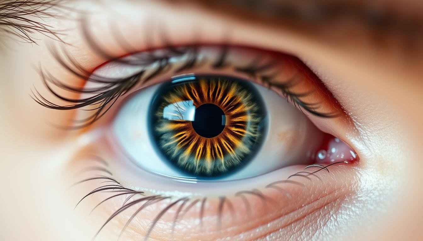 Close-up of human eyes with visible iris patterns for eye reading analysis