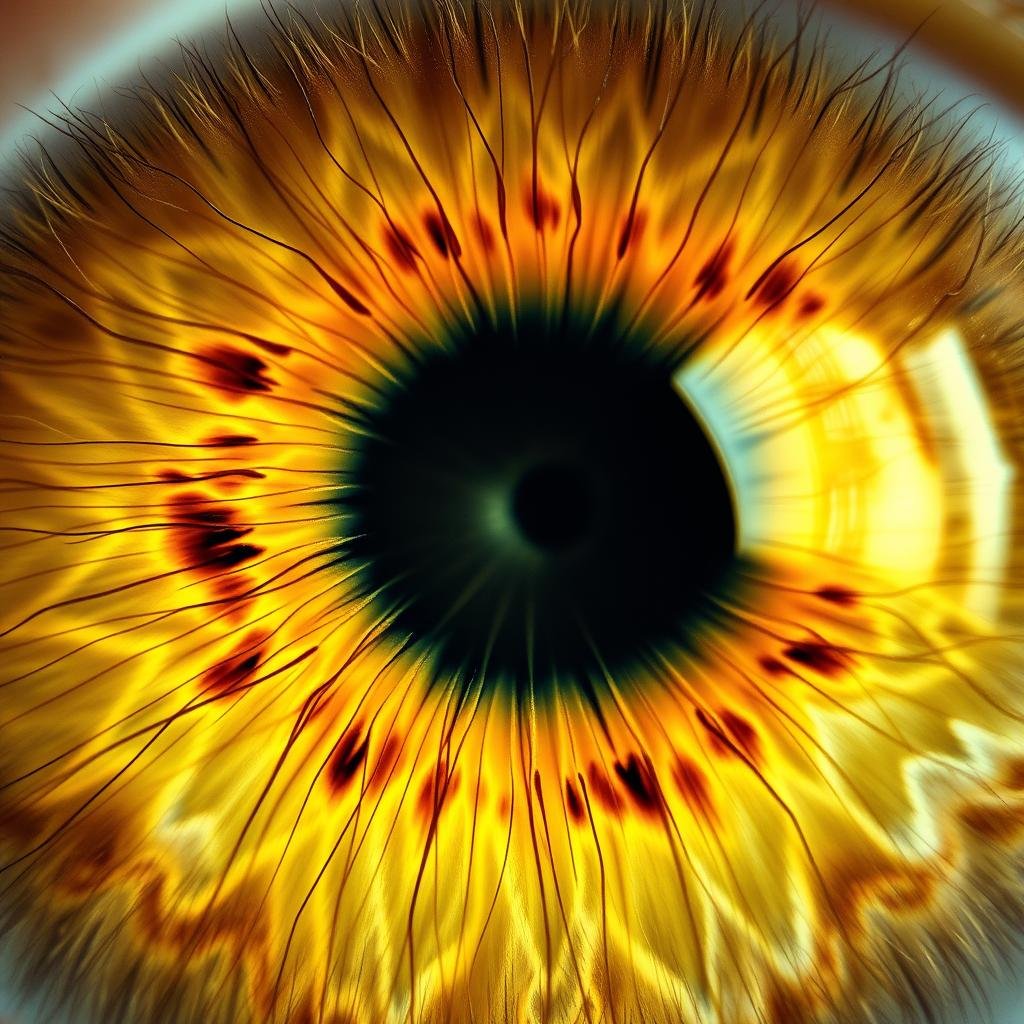 Close-up of human iris showing patterns iridologists analyze