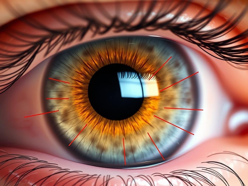 Close-up of iris showing potential hormonal imbalance markers