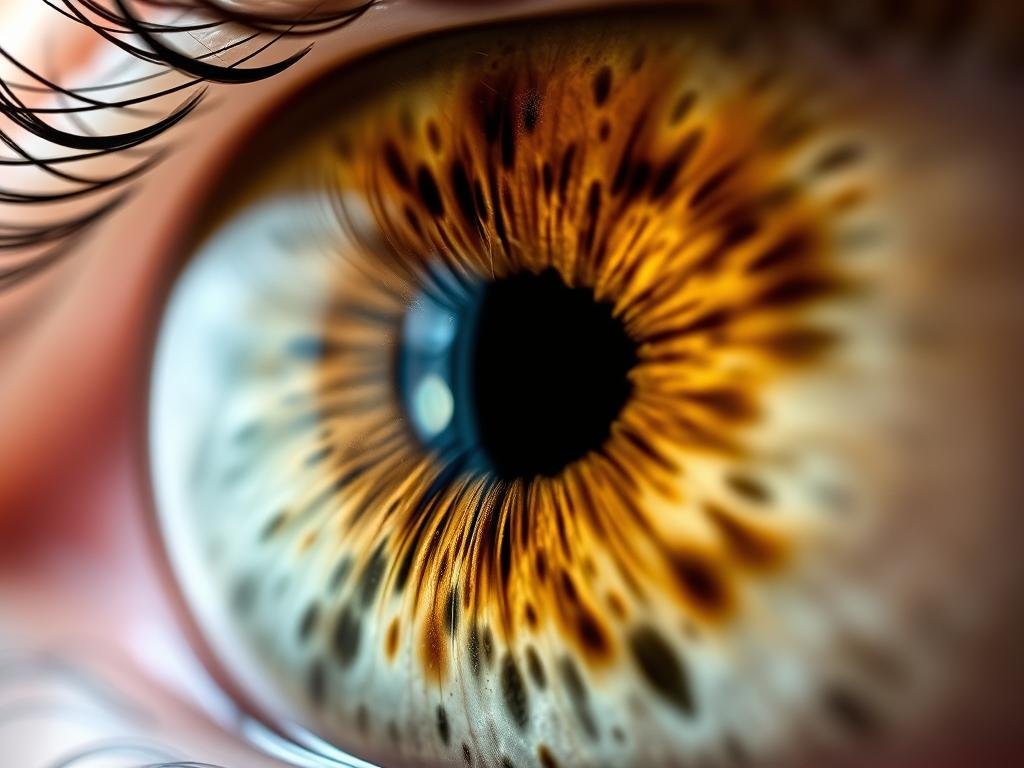 Close-up of mixed color iris showing biliary constitution patterns