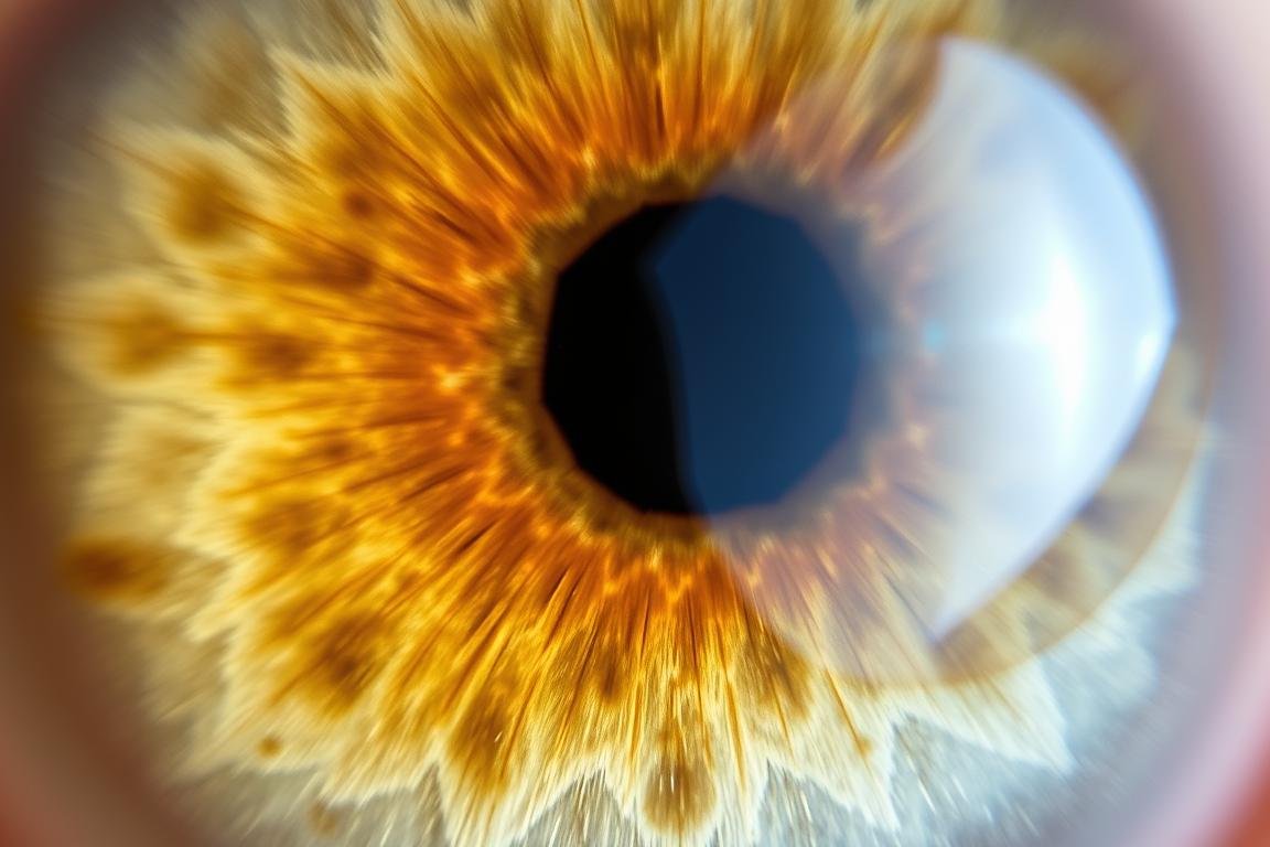 Close-up of right eye showing the liver and gallbladder zone in Right Eye Iridology