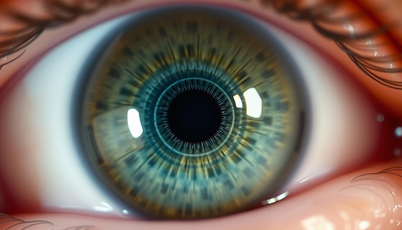 Close-up of stress rings visible in a human iris