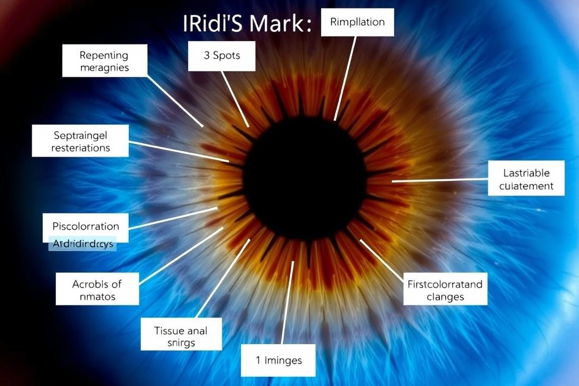 Common iris markings and their meanings in left eye iridology