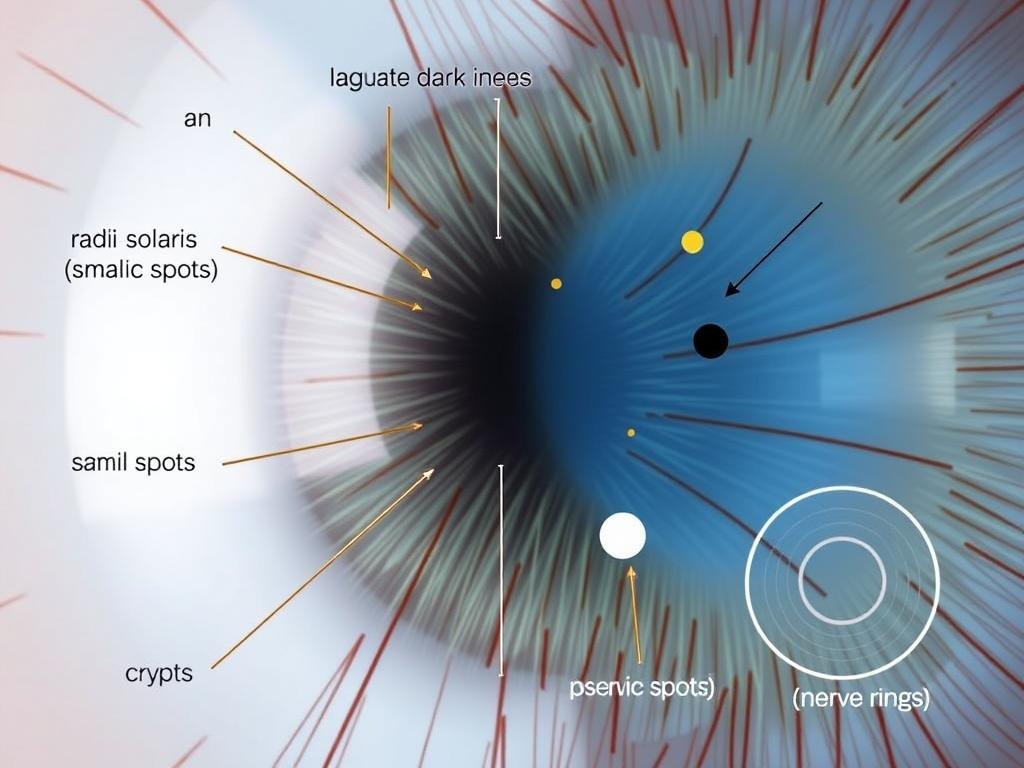 Common iris markings used in iridology interpretation