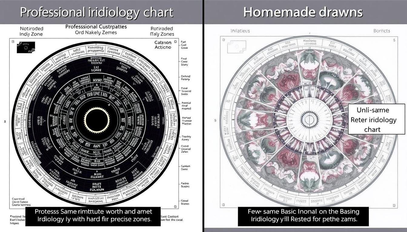 Comparison between professional and homemade iridology charts