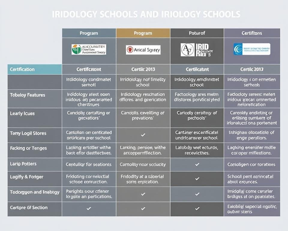Comparison of different iridology schools and their certification offerings