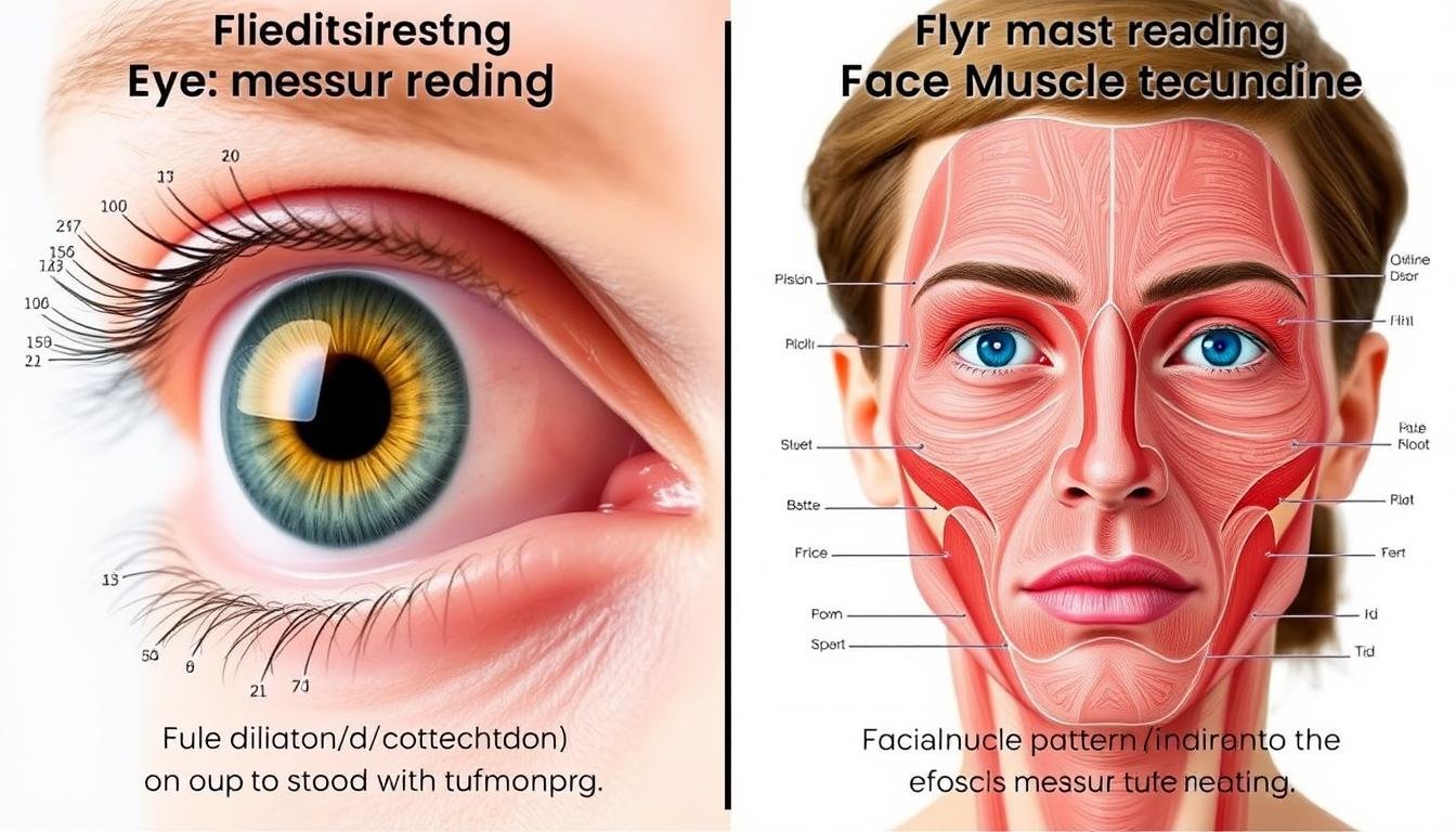 Comparison of eye reading methodology showing pupil dilation and face reading showing facial muscle patterns