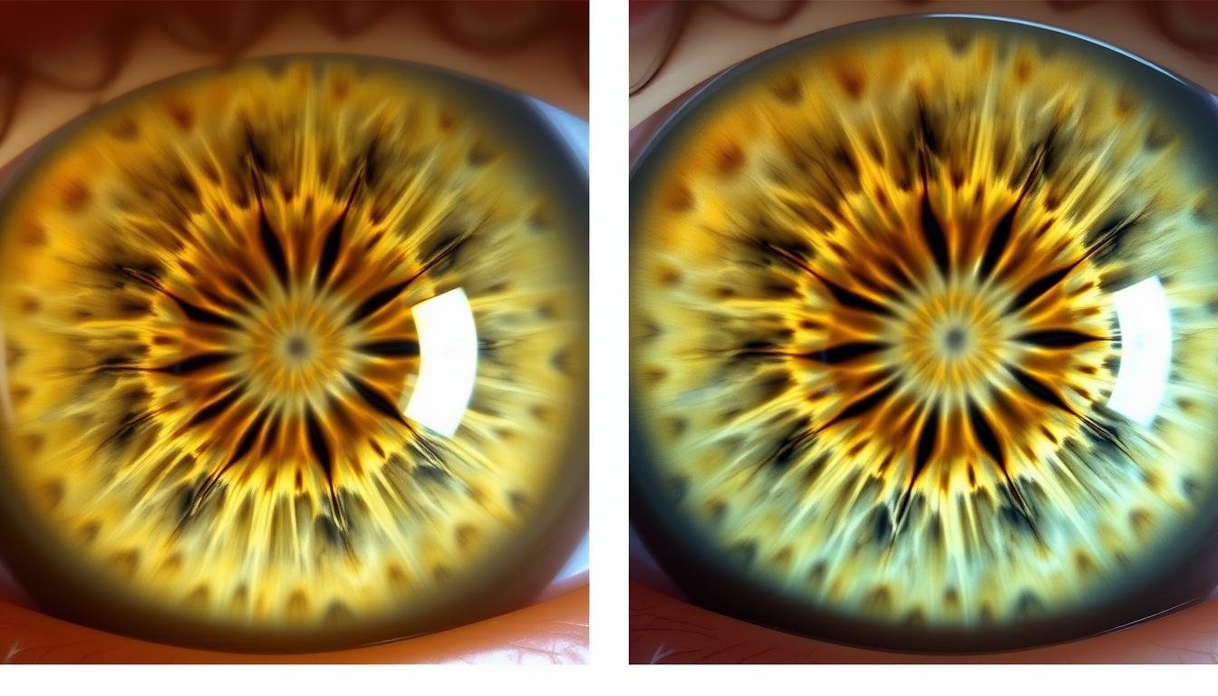 Comparison of iris patterns between family members showing genetic similarities