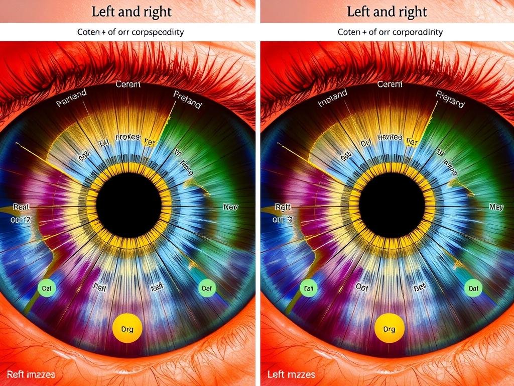 Comparison of left and right iris topography in iridology charts
