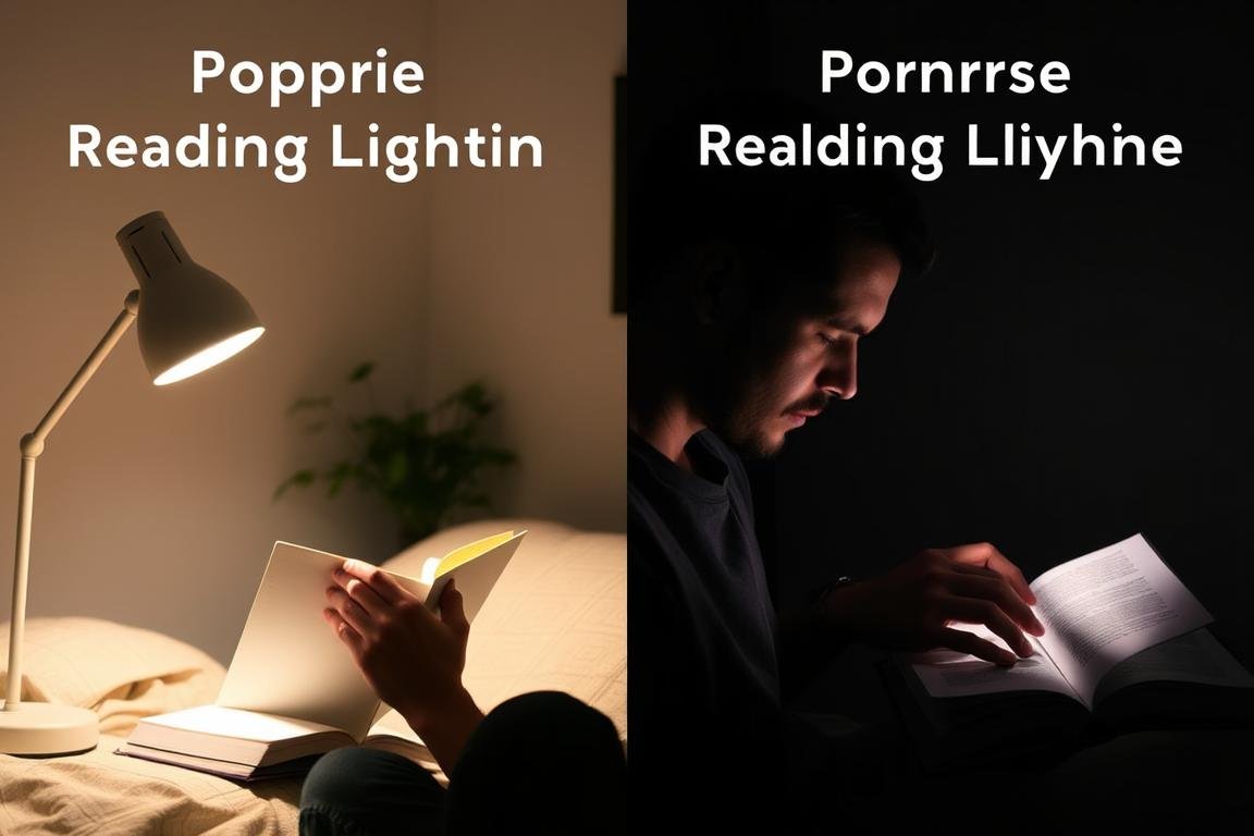 Comparison of proper and improper reading lighting for eye health
