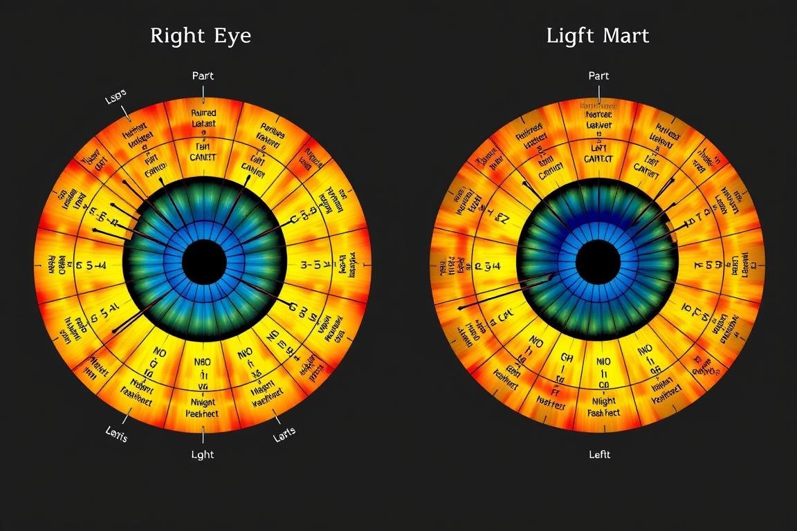 Comparison of right and left iris maps in iridology