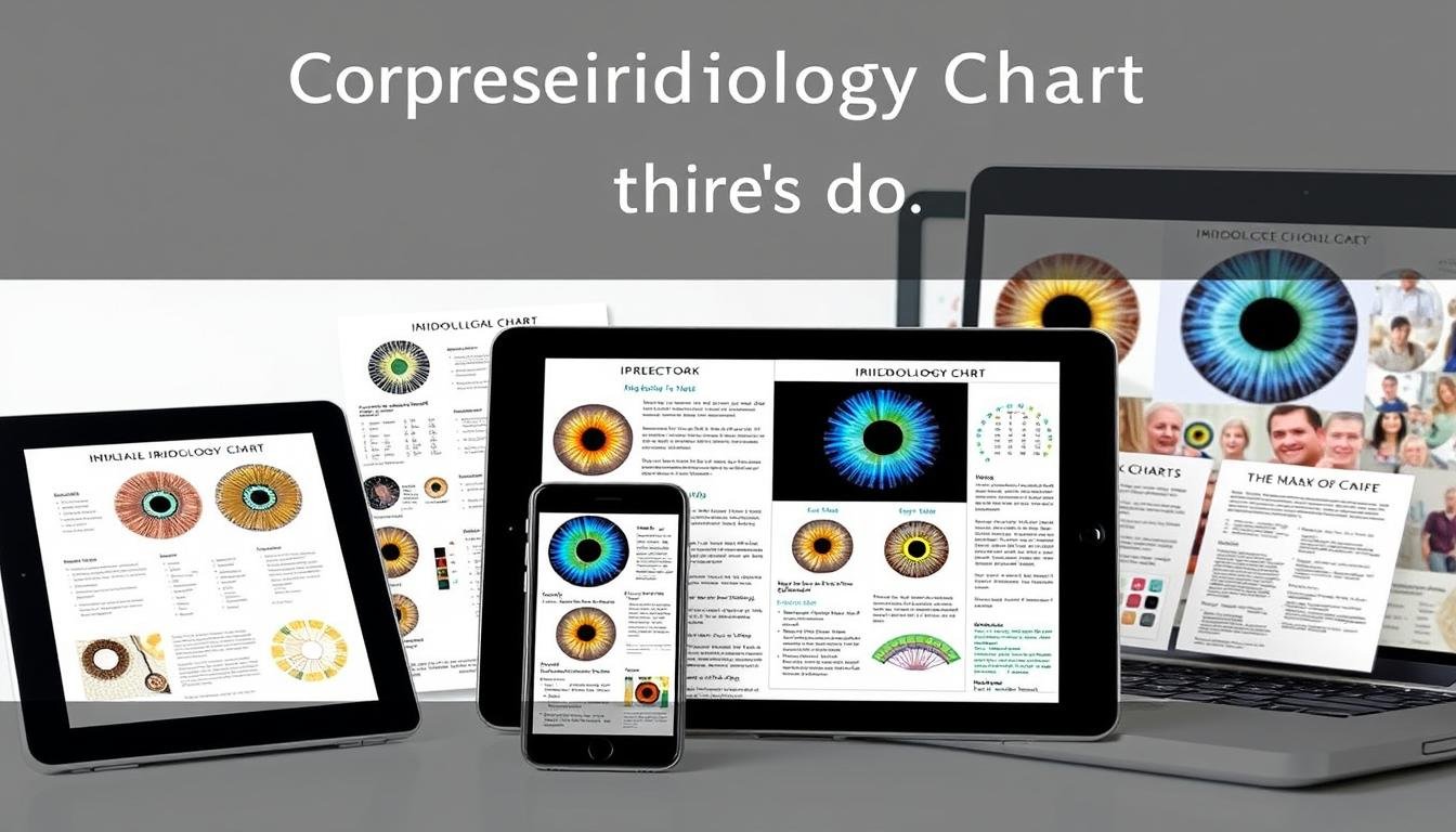 Complete iridology chart PDF guide displayed on multiple devices