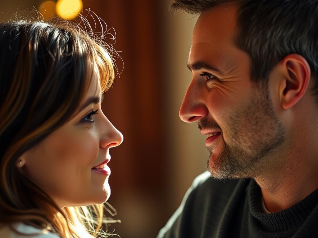 Couple demonstrating eye contact and emotional connection
