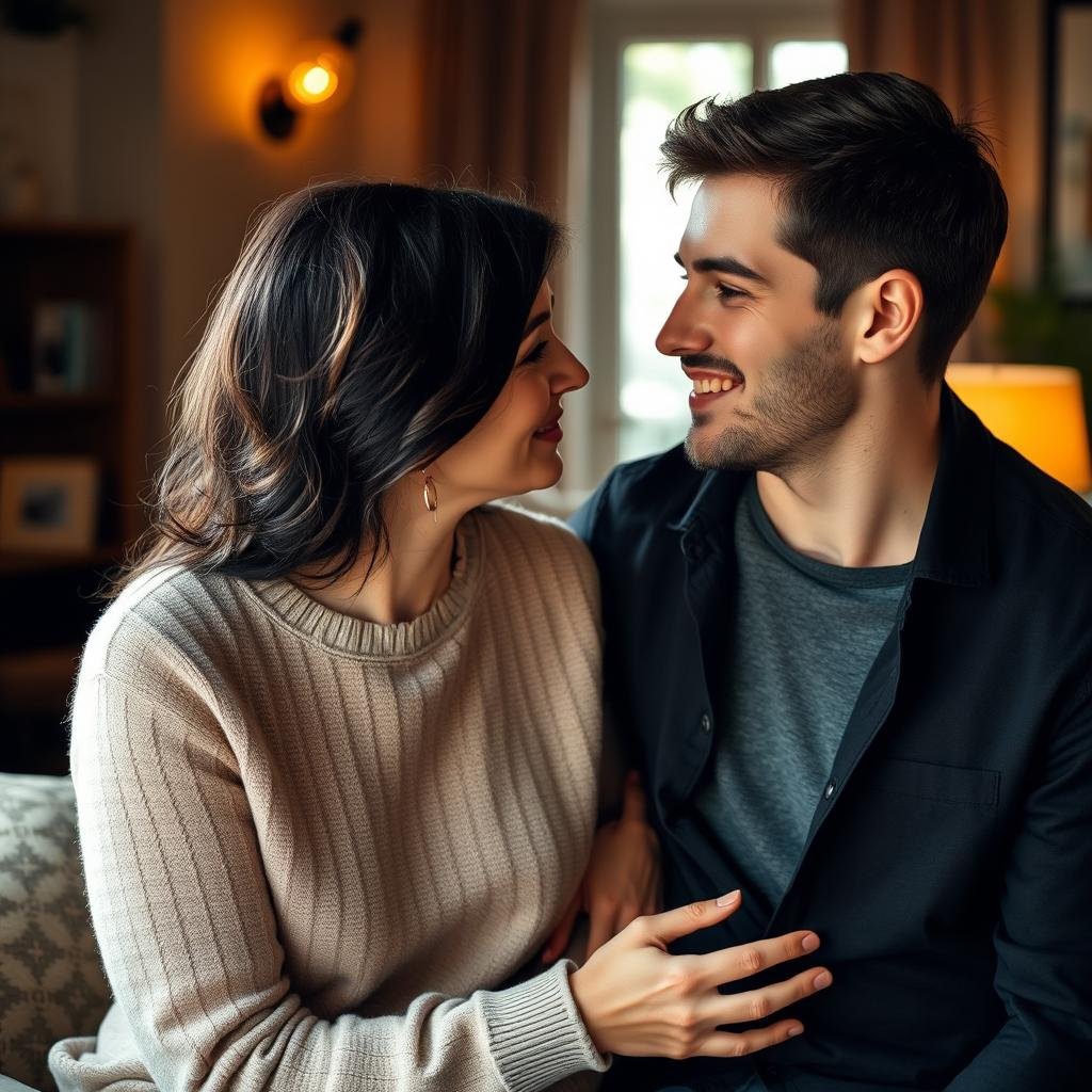 Couple using eye reading to improve their relationship communication