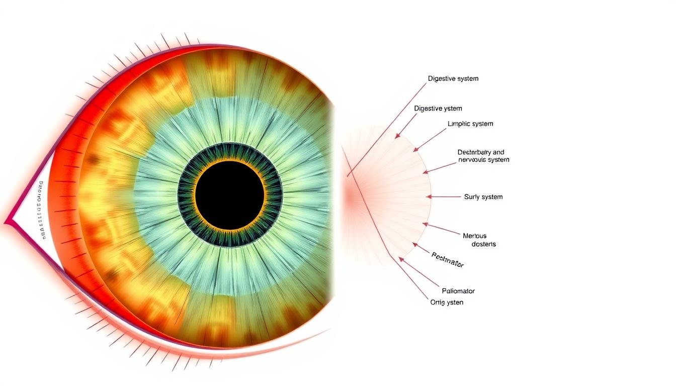 Detailed Iridology Chart showing iris zones and corresponding body systems