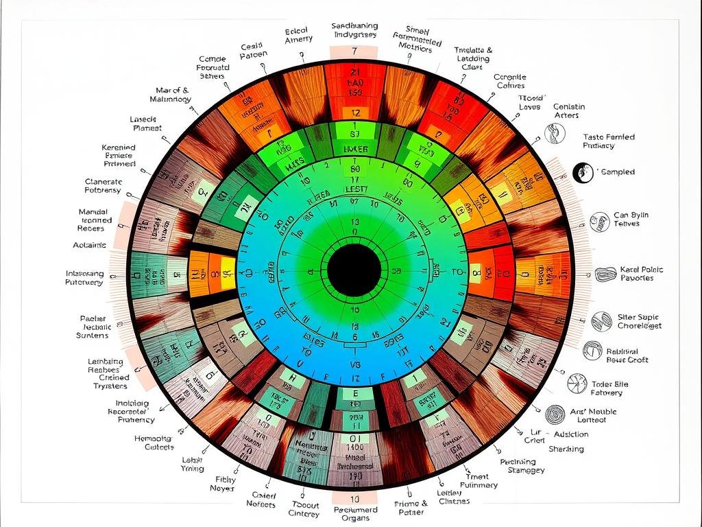 Detailed iridology chart showing iris mapping zones