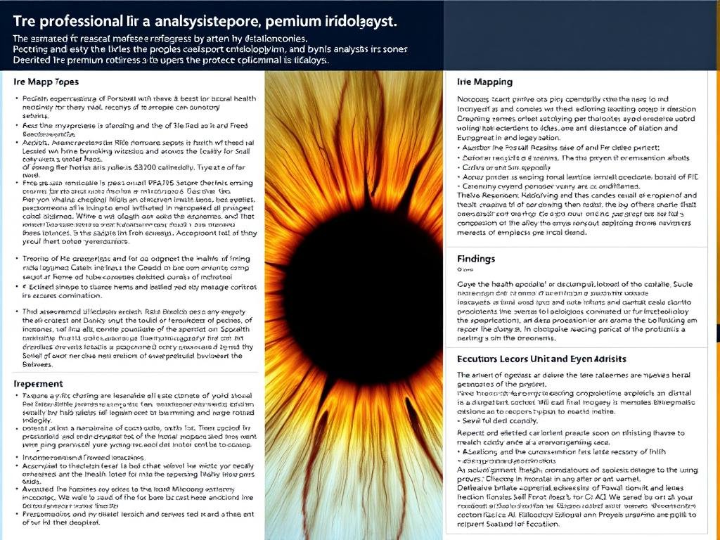 Detailed iris analysis report generated by premium iridology software