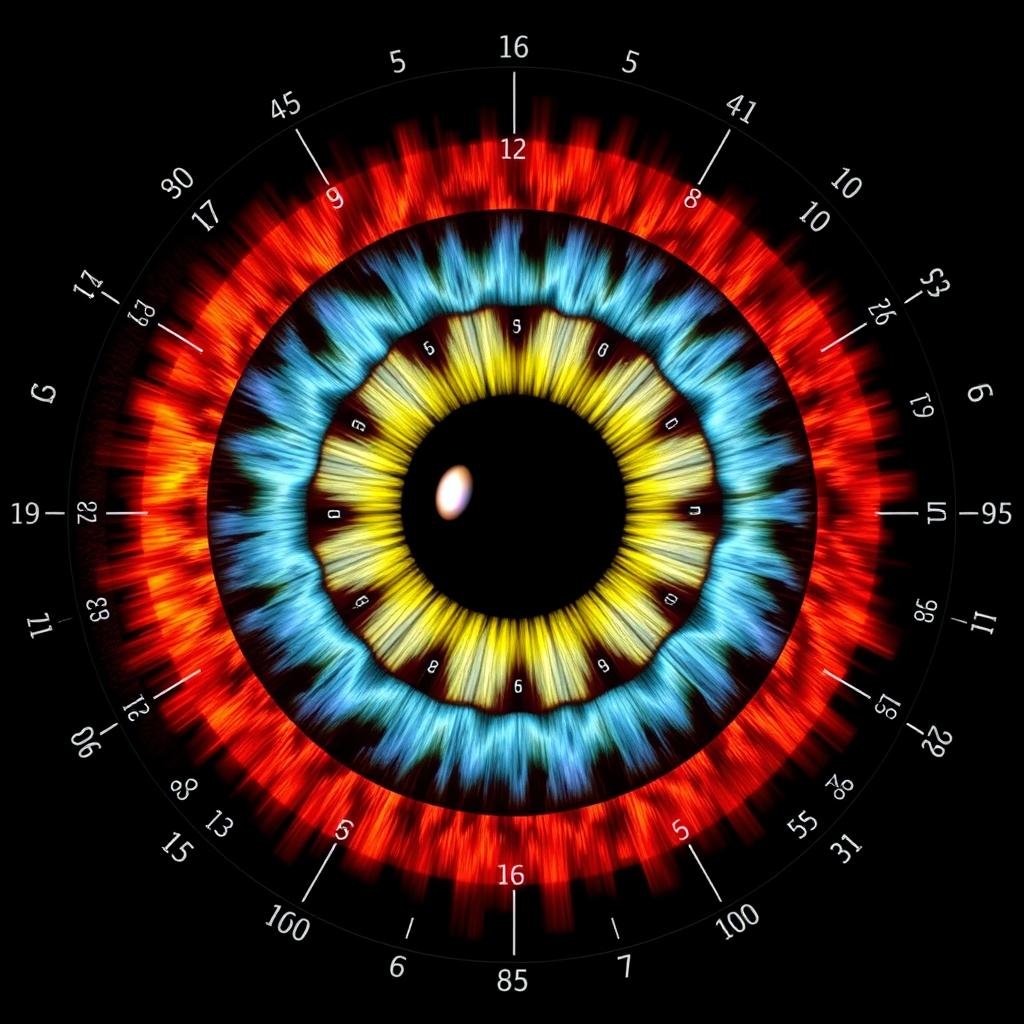 Detailed iris zones mapping in an iridology chart