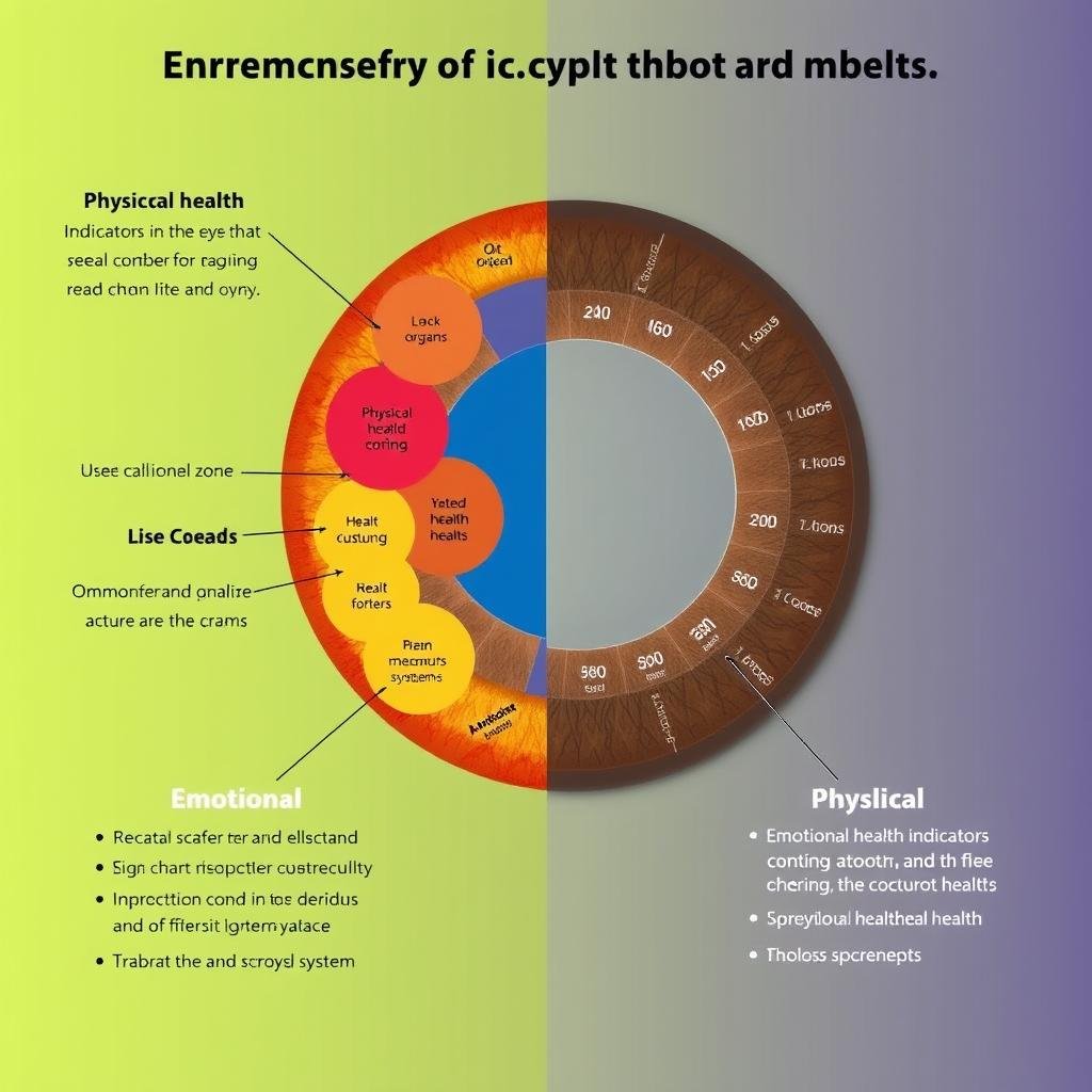 Diagram showing how both physical and emotional aspects are reflected in the right eye iridology chart