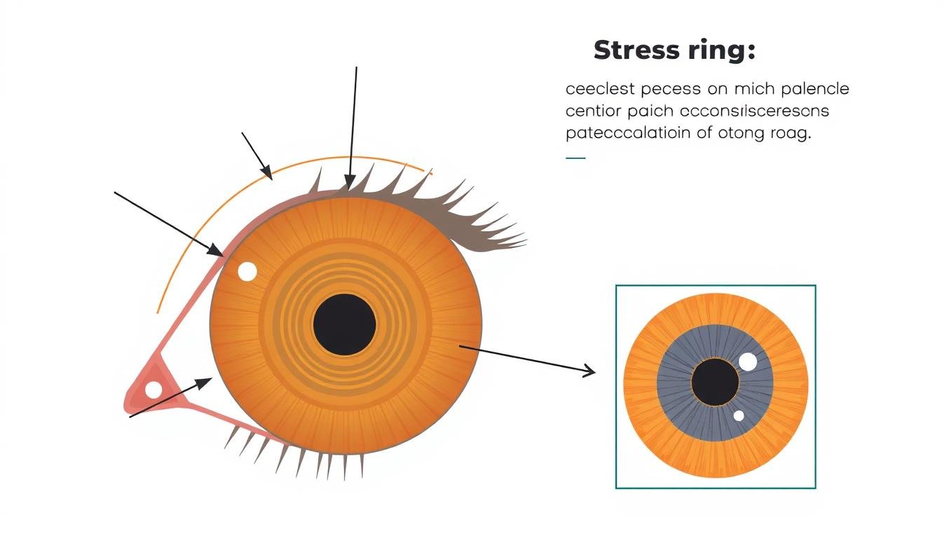 Diagram showing how stress affects the eye muscles and creates stress rings in the iris