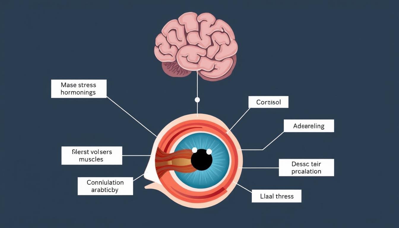 Diagram showing how stress hormones affect different parts of the eye